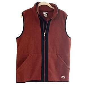 NWOT Mens North Face Carbondale Fleece Zip Burnt Orange Vest Size Small